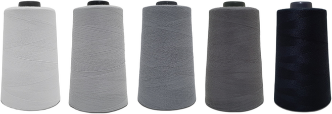 자연재봉실 미싱실 회색 계열 5컬러 세트 45수 2합 5000M, 1개, 연회색+회색+진회색+딥그레이+검정