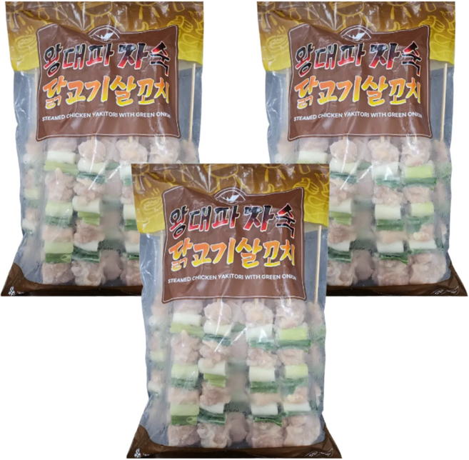 청학동 스팀 왕대파 자숙 닭꼬치 2.4kg (120g*20꼬치) 행사 업소 캠핑 대용량 축제 노점, 60개, 120g
