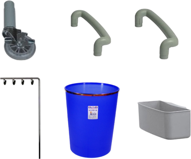 He 플라스틱 드레싱카 2단 3단 왜건 트레이 스텐 바퀴형 병원용 서빙 업소용 이동식 선반 트롤리 운반카 셋트대 츄레이 기구대 웨건 바퀴, 1개, 손잡이(101시리즈)