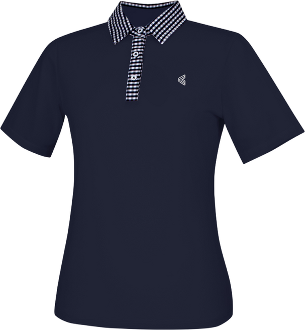 김영주 여성 골프웨어 체크 기능성 PK피케 반팔 카라 티셔츠 스포츠 상의