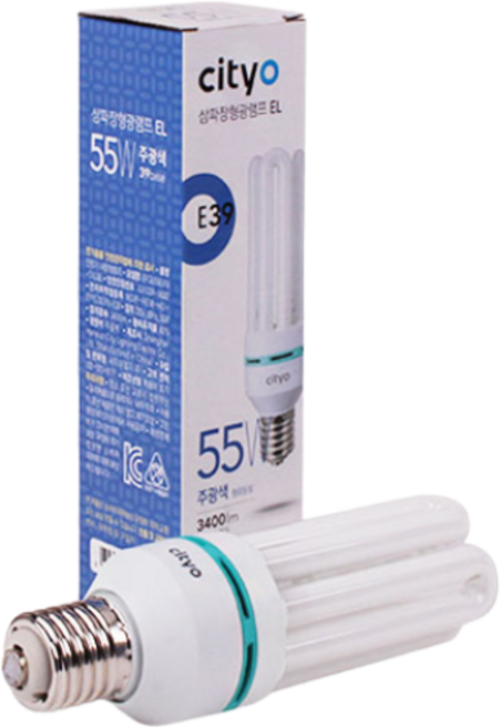 씨티 삼파장 55W E39 주광/전구, 전구색, 1개