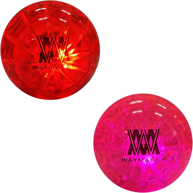 [1+1] 웨이메이커 WAYMAKER 투명 LED 3피스(3겹) 파크골프공 2구세트 야광 발광 파크 골프 볼 라이트닝볼, 레드+핑크, 1세트, 2개입