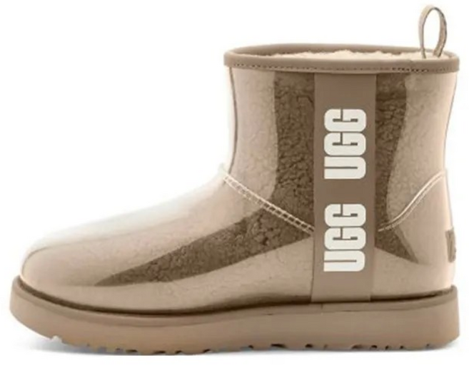 UGG 클래식 클리어 미니 스웨이드 보온 클래식 빅로고 젤리 퍼안감 스노우부츠 여성 브라운1113190-NCHS