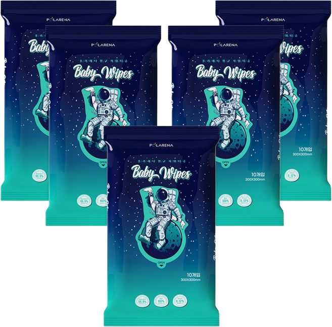 [폴라레나] 땀냄새제거 항균 무자극 샤워티슈, 60g, 10매입, 5개