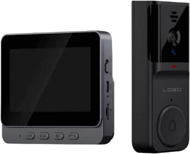 Havos 인터폰 4.3인치화면 비디오폰 무선설치 무선현관초인종 가정보안 실내외 겸용 스마트연동 간편설치, M16