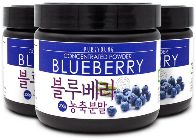 퓨어영 블루베리농축분말 200g, 3개