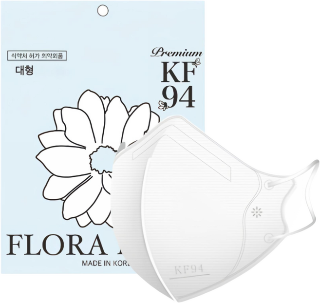 플로라 KF94 국산 새부리형 컬러 마스크, 10매입, 10개, 화이트(대형)