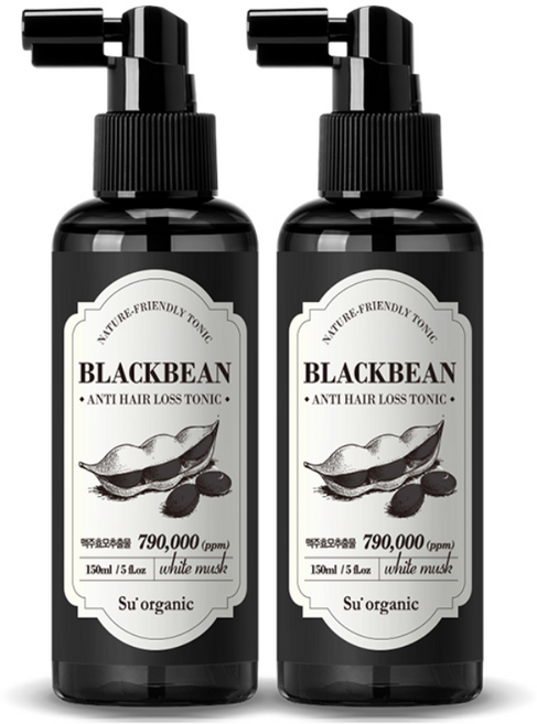 수오가닉 블랙빈 맥주효모 탈모완화 카페인 헤어토닉 150ml 2개
