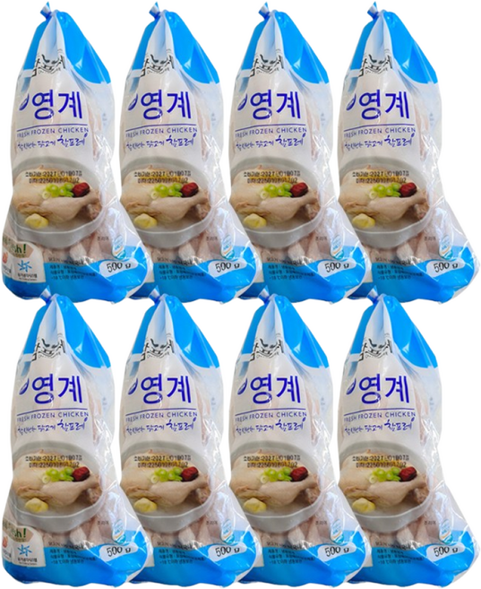참프레 백숙용 냉동 영계 삼계탕용 생닭, 8개, 500g