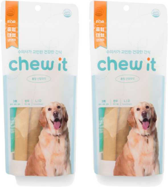 츄잇 중대형견용 한우 덴탈껌 점보, 산양유, 90g, 2개