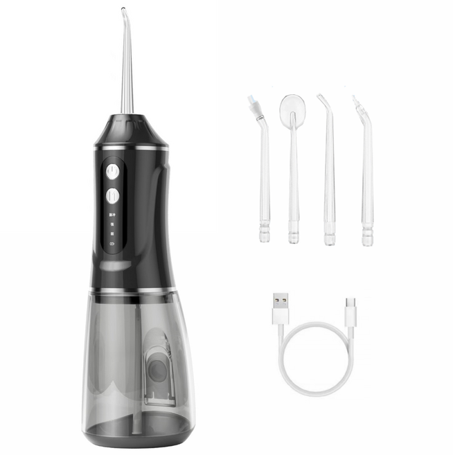 SmartGo 워터 구강세정기 물치실 무선 휴대용 방수 초경량 구강세척기, 블랙, A18