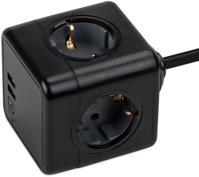 파워큐브 V2 익스텐디드 USB 멀티탭 4구, 1개, 1.5m, 블랙