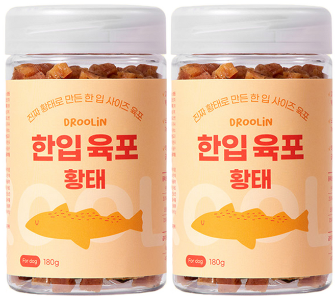 드룰린 강아지 한입육포, 황태맛, 180g, 2개