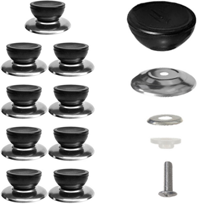 살림모아 4중 냄비뚜껑 손잡이, 10개, 블랙