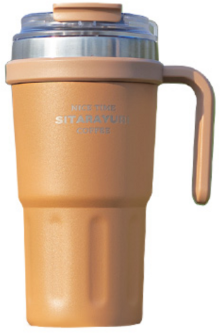 시타라유리 T42 투웨이 빨대 손잡이 텀블러, BROWN, 1개, 600ml