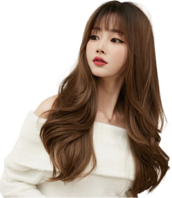 이쁘다샵 가발위드 긴머리 웨이브 투톤 여성 통가발 페르틸, 콜드브라운, 1개