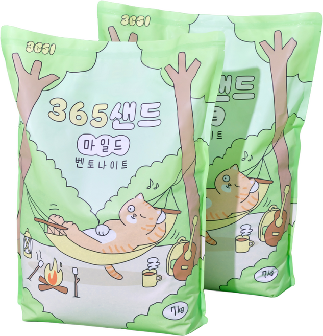 삼육오일 365샌드 마일드 고양이 벤토나이트 모래, 7kg, 2개