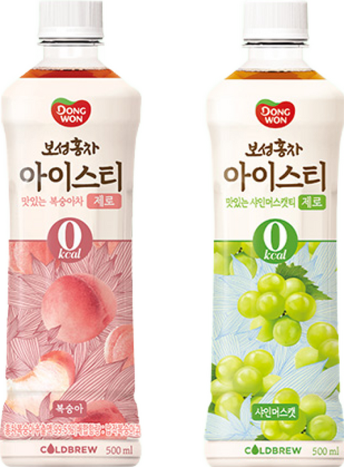동원 보성홍차 아이스티 제로 500mL 복숭아 12개 + 샤인머스캣 12개 (총24개), 1세트
