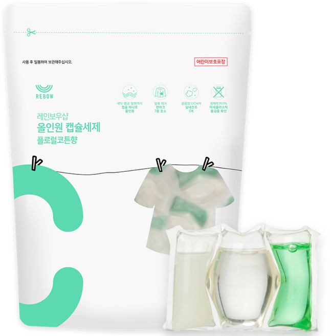 레인보우샵 올인원 캡슐세제 플로럴코튼향, 45개입, 1개