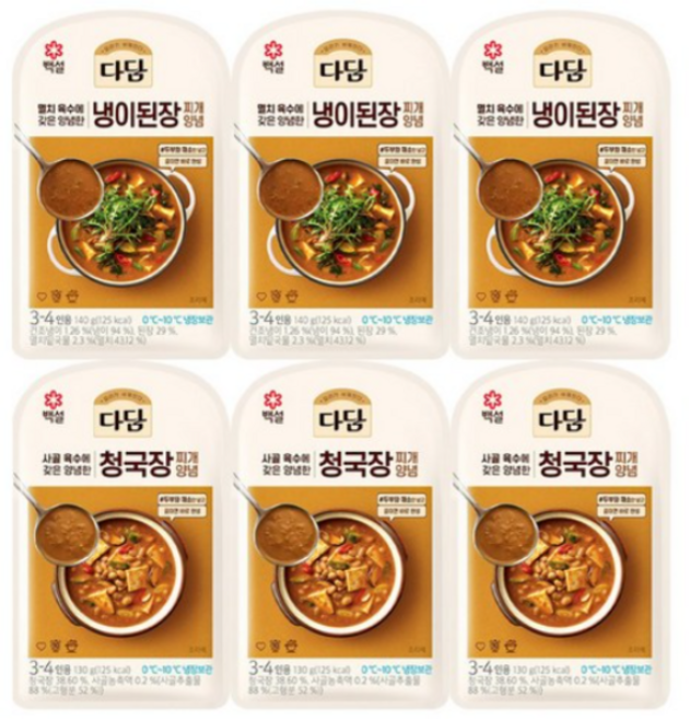 CJ 다담(냉이된장찌개+청국장찌개), 3세트, 270g