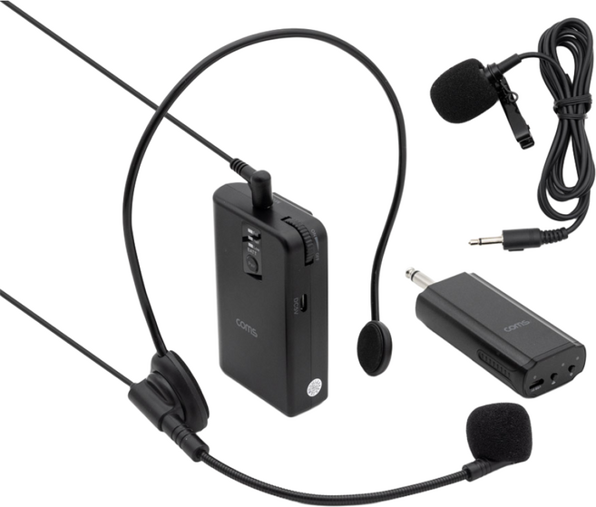 컴스 UHF 무선 마이크 송수신기 헤드셋 세트, WW471, 혼합 색상