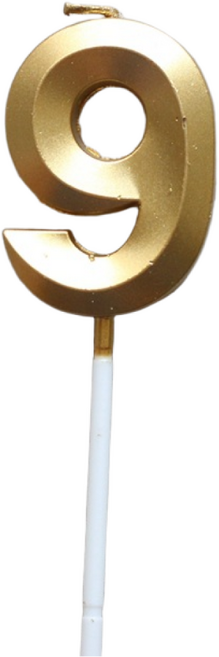 빅사이즈 생일초 케이크픽 특이한 메탈릭 골드 숫자초, 9, 1개, 15g