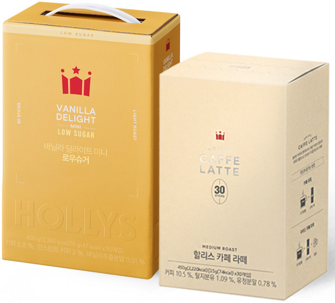 [할리스] 바닐라딜라이트 미니 로우슈거 50T+카페라떼 30T, 16g, 1, 50
