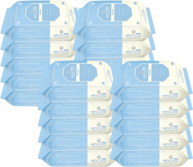 하늘수 퓨어 아기 물티슈 휴대용 20팩, 20매, 20개