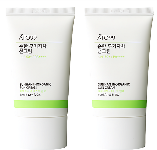 아토99 순한 무기자차 선크림 SPF 50+ PA++++, 50ml, 2개