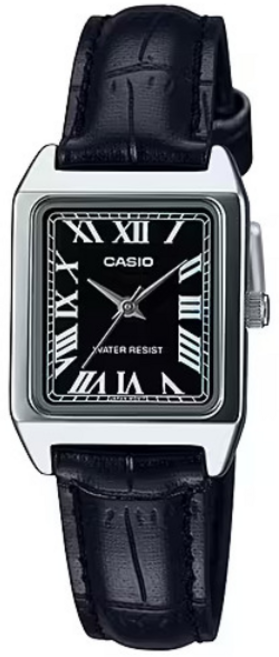 카시오 LTP-V007L-1B 여자여성 중대고등학생 클래식 사각 가죽 시계