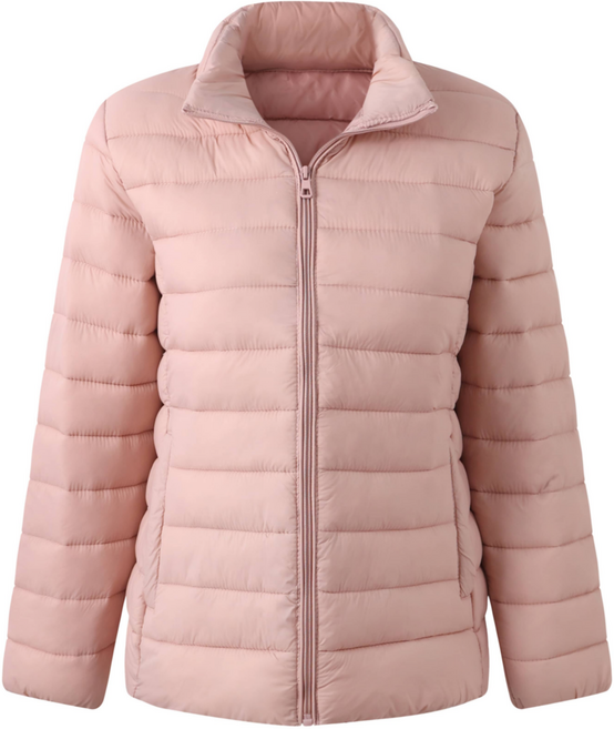 여성 핑크 경량 슬림핏 퀼팅 패딩 자켓 스탠드넥 간절기 아우터