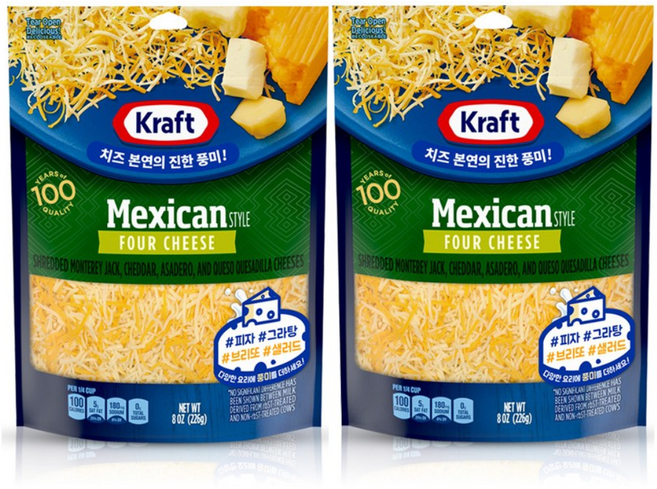 크래프트 슈레드 멕시칸 포 치즈, 2개, 226g