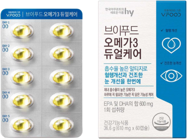 브이푸드 오메가3 듀얼케어 36.6g, 60정, 1개