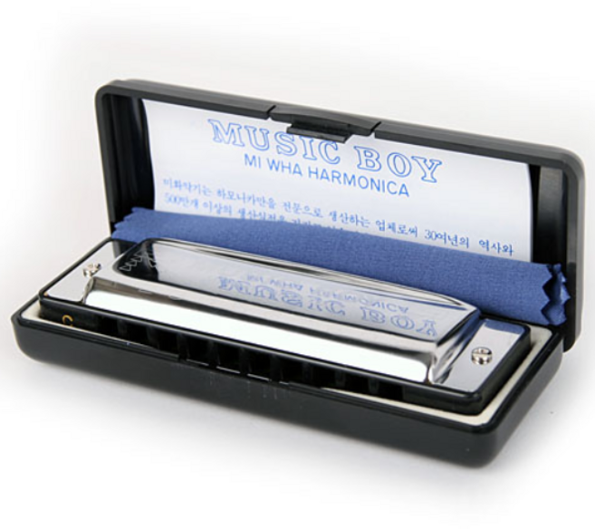 미화 하모니카 / 뮤직보이 10홀 / 기본키, G, 실버, 1개