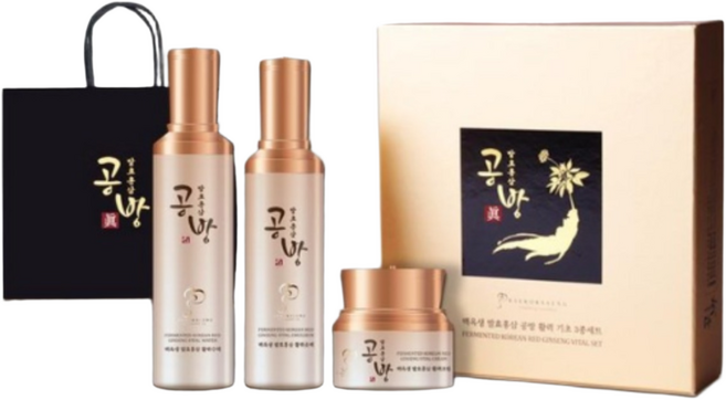 [대한홍삼] 발효화장품 주름 미백 활력 백옥생 3종세트 + 사은품 (발효홍삼캔디 24개 증정), 1세트