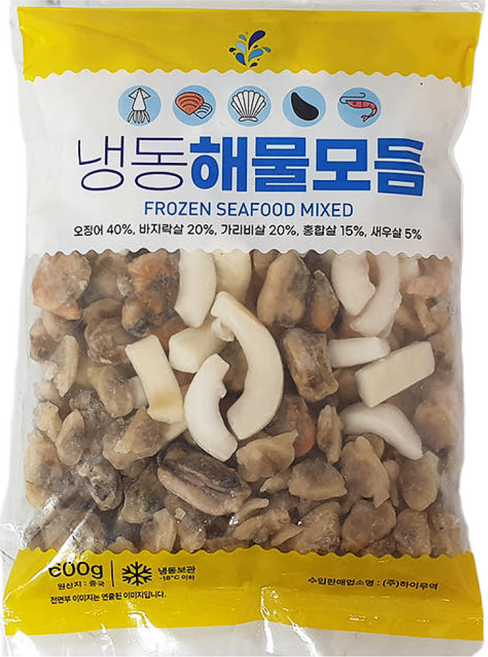 냉동 해산물 해물 모듬 지퍼백 포장, 1개, 600g