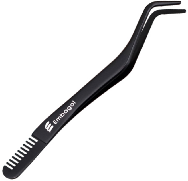 고급 속눈썹 핀셋 트위저 눈썹빗 일체형, 1개, 블랙