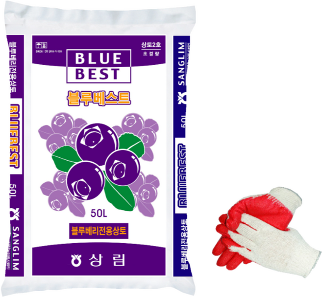 블루베리 상토 블루베스트 대용량 50리터 피트모스 배양토 흙 농협에코아그로+반코팅장갑, 50L, 1개
