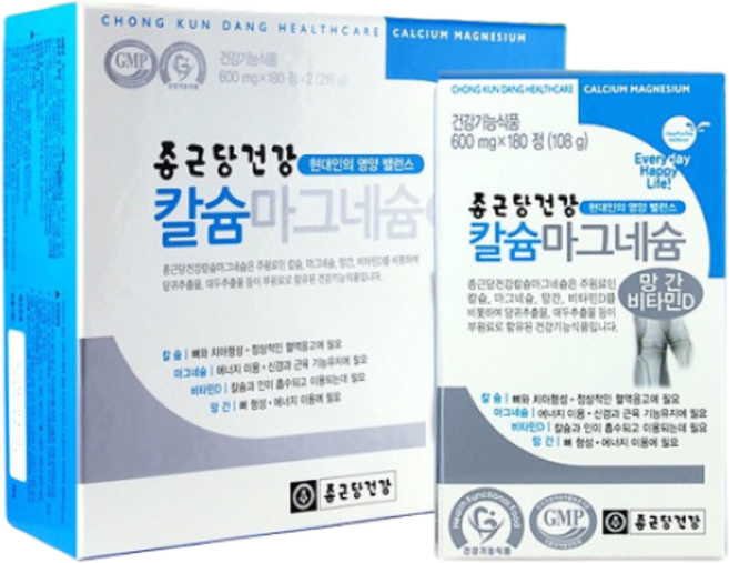종근딩 칼슘마그네슘 현대인의 영양 밸런스 (600mg x 180) 108g, 1개, 180정