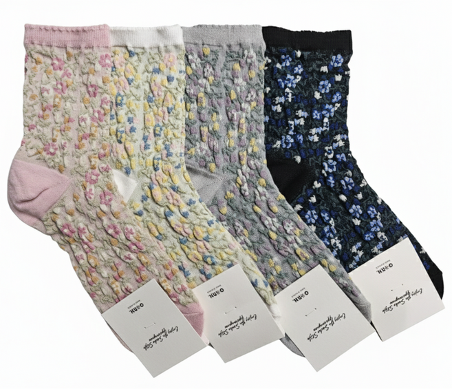 루루엔픽 국산 꽃무늬 패션양말 4종 세트 선물포장