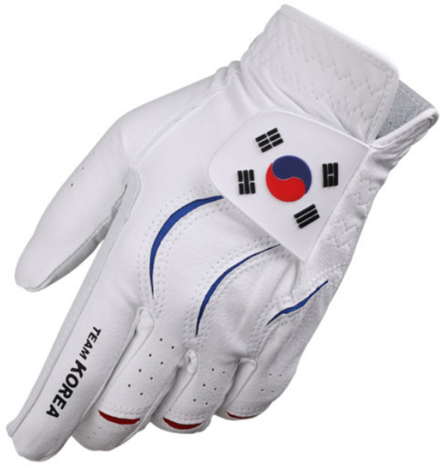 [어베이브] 팀코리아 태극기 국가대표 콤비양피 골프장갑, 여성_왼손_20호, 화이트, 1개
