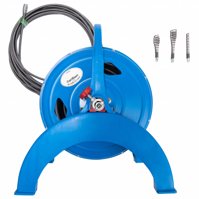 스팀웍스 clogged drain 하수구 막힘 뚫음 sewer 기계 공구 15M 스프링청소기 pipe 세면대 싱크대 plumber 세탁실 하수도 spring 배수구 배관 관통기, 1개, 혼합색상