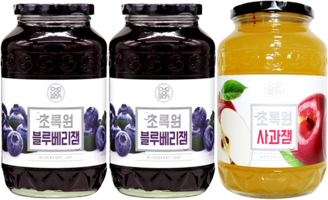 초록원 블루베리잼 2개 +사과잼 1개 (3KG) 카페토스트
