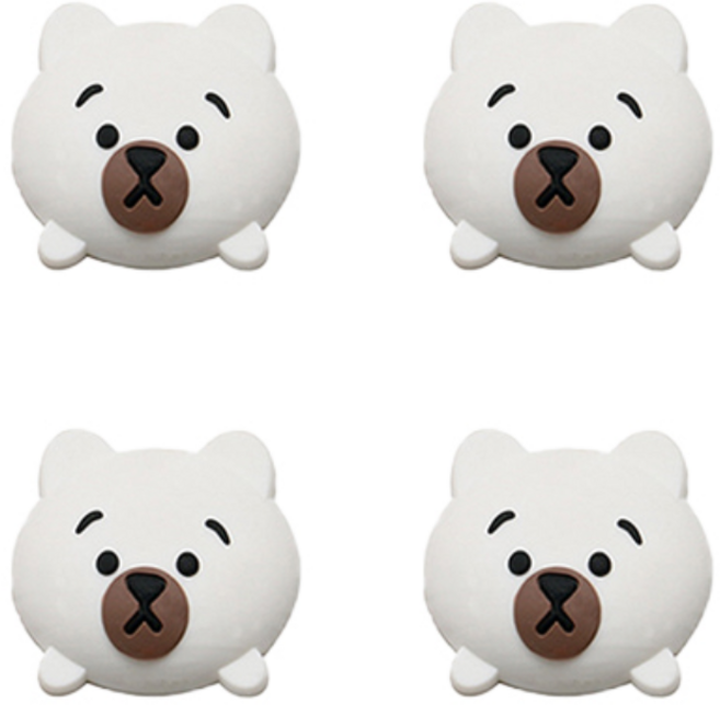 문콕방지 말랑말랑 실리콘 보호패드, 흰 곰, 4개