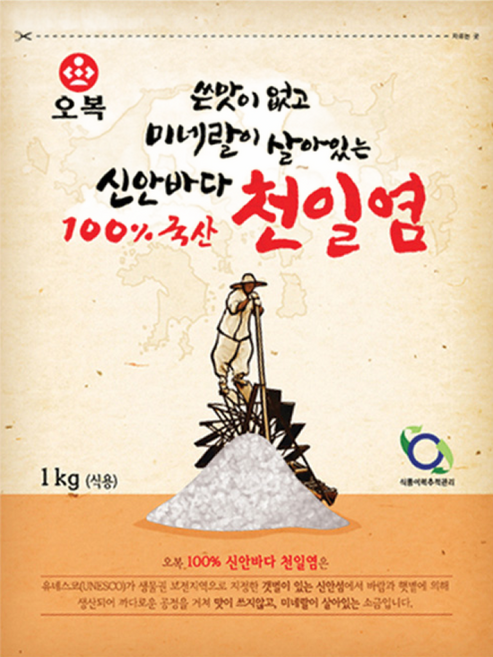 오복식품 쓴맛이 없고 미네랄이 살아있는 신안바다 천일염, 1kg, 1개