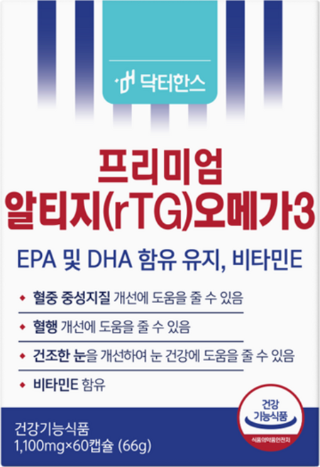 닥터한스 프리미엄 알티지 rTG 오메가3 EPA DHA 함유유지, 1개, 60정