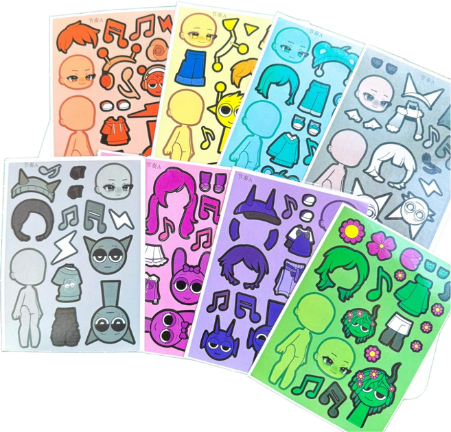 스프런키 Sprunki 코디 스티커 16매 S0408, 12개