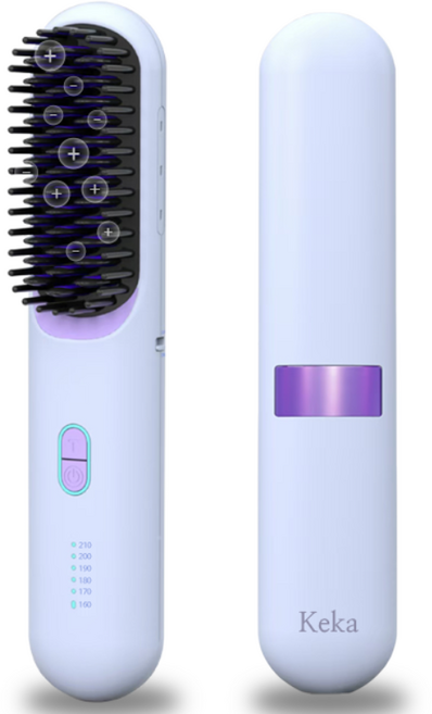 휴대용 무선 빗 고데기 음이온 고데기 볼륨 스트레이트 웨이브, 퍼플