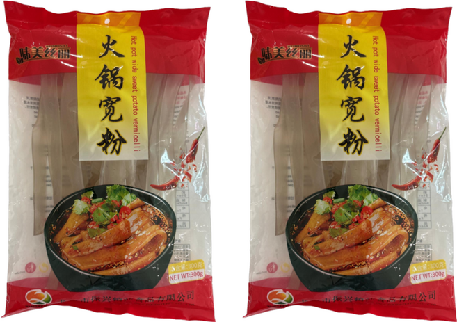 롱커우진싱 중국 마라탕 훠거 넓은 당면(고구마전분 84% 함유), 2개, 300g