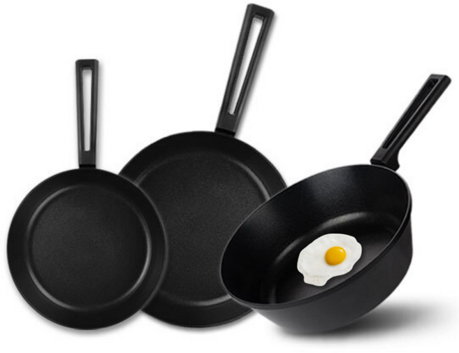 [눌러붙음없는] 티타늄코팅 인덕션 후라이팬 궁중팬 환경호르몬X 국내생산, 1개, 후라이팬20cm+후라이팬28cm+궁중팬28cm, 블랙